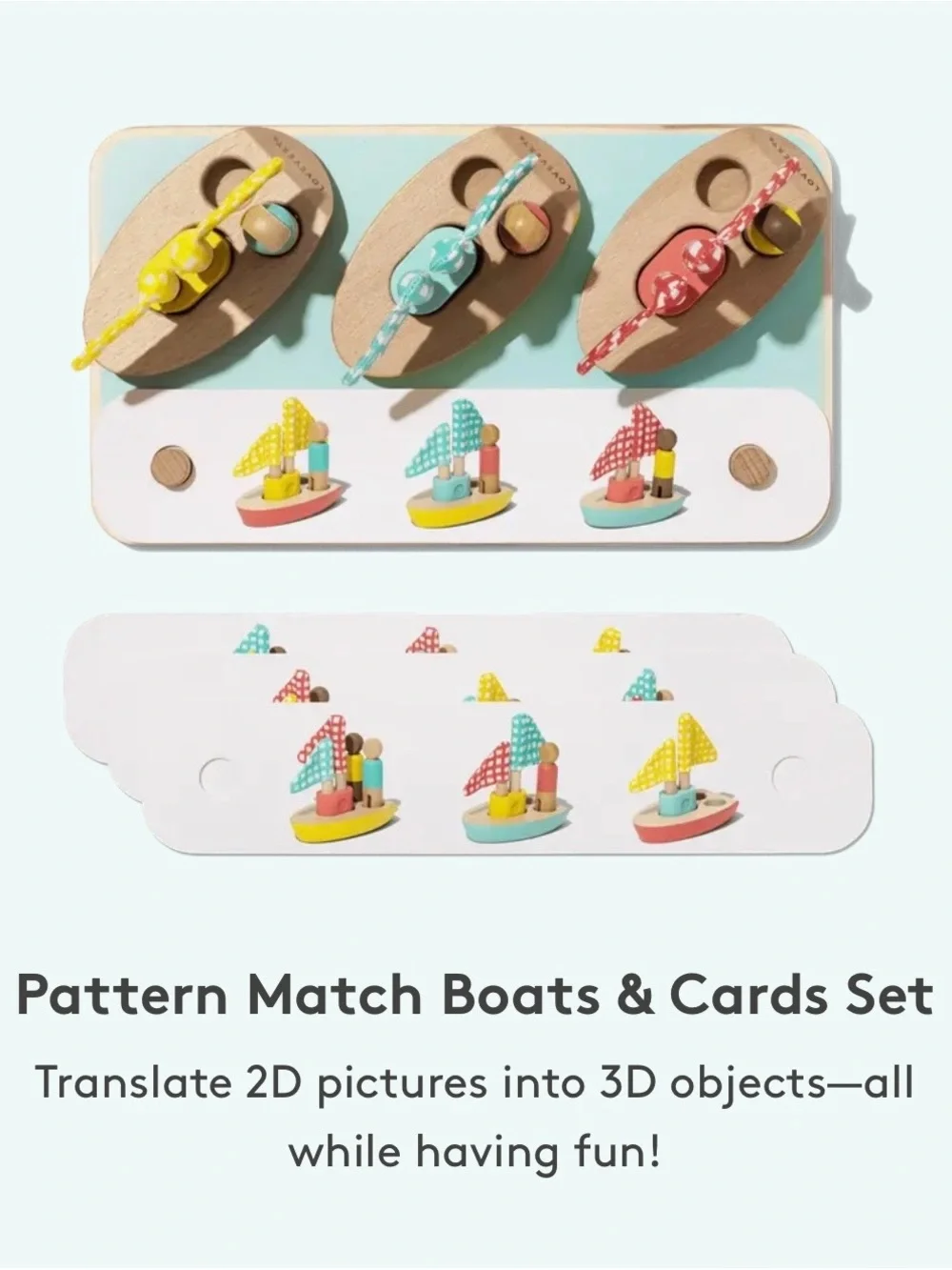 Pattern Match Boats & Cards Learning Set - Yellow, Teal, Red